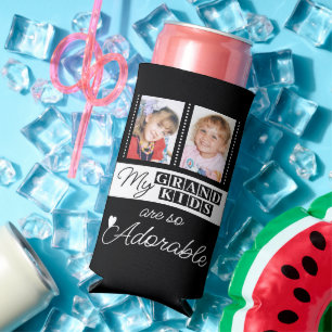 Enfriador De Latas Slim Añadir 4 fotos adorables nietos blancos negros