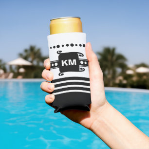 Enfriador De Latas Slim Añadir iniciales puntos rayas relajar blanco y neg