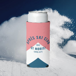 Enfriador De Latas Slim Après Club de Esquí Rosa Antiguo Blanco Azul Marin