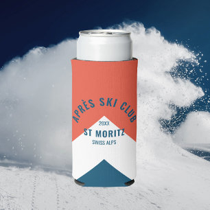Enfriador De Latas Slim Après Ski Club Vintage Rojo Blanco Marinería Pico 