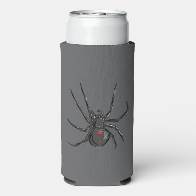 Enfriador De Latas Slim Araña de viuda negra arte original de dibujo (Reverso Agua con Gas)