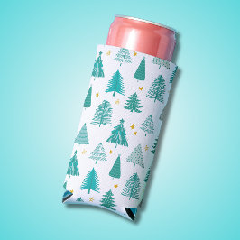 Enfriador De Latas Slim Árbol de Navidad de Woodland de Invierno