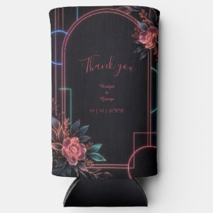 Enfriador De Latas Slim Arco de boda floral neón romántico resplandeciente