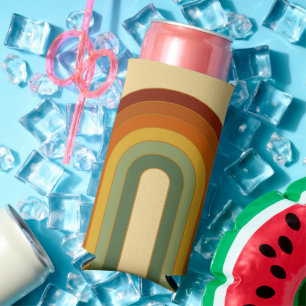 Enfriador De Latas Slim Arcoiris con capas de retro apagado setenta y grue