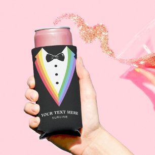 Enfriador De Latas Slim Arcoíris Negro Personalizado Orgullo Gay de los Pa
