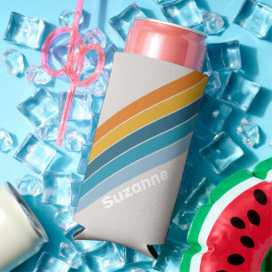 Enfriador De Latas Slim Arcoiris retro con nombre