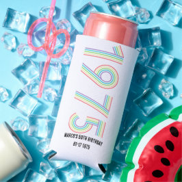 Enfriador De Latas Slim Arcoiris retro vintage número 50 cumpleaños 1975