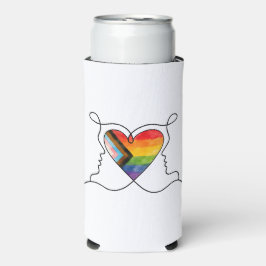 Enfriador De Latas Slim Arte de línea de corazón orgullo progresista