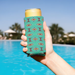 Enfriador De Latas Slim Arte de patrón de geoda boho chic tropical del sur