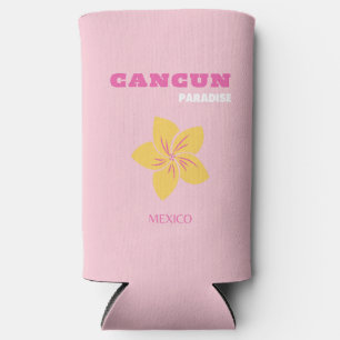 Enfriador De Latas Slim Arte de viajes en Cancún, México, Preppy, Pintura