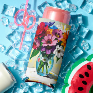 Enfriador De Latas Slim Arte floral bonito