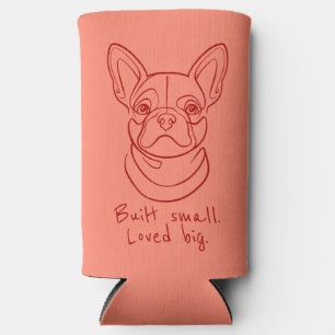Enfriador De Latas Slim Arte lineal de Bulldog Francés. Construido pequeño