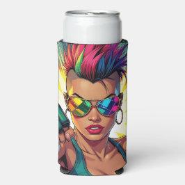 Enfriador De Latas Slim Arte pop de la lesbiana LGBT Mohawk Uppercut