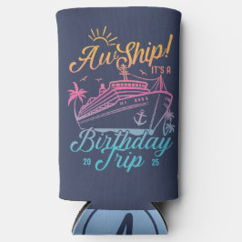 Enfriador De Latas Slim Aw Ship Personalizado Birthday Cruise Group Mating