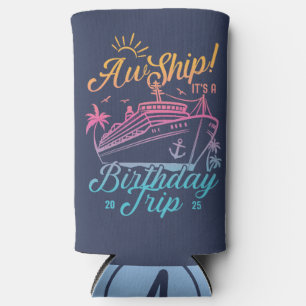 Enfriador De Latas Slim Aw Ship Personalizado Birthday Cruise Group Mating
