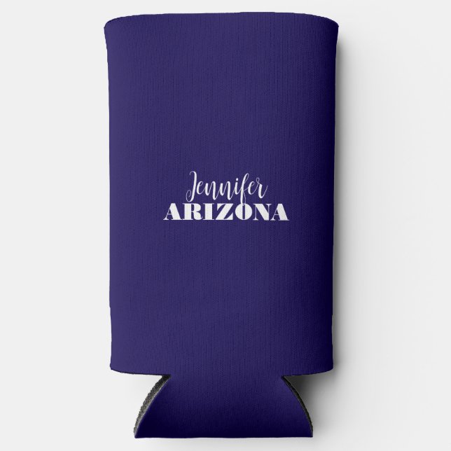 Enfriador De Latas Slim Azul oscuro minimalista moderno elegante profesion (Anverso)