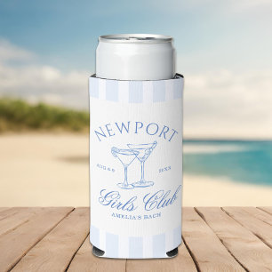 Enfriador De Latas Slim Bachelorette Blue Beach Coastal