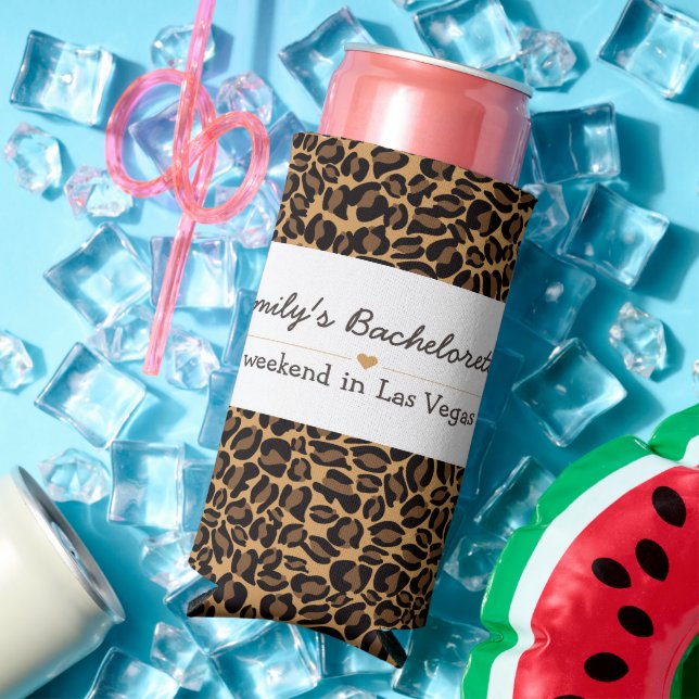 Enfriador De Latas Slim Bachelorette Bride Boujee Impresión de Leopardo de (Verano in situ)