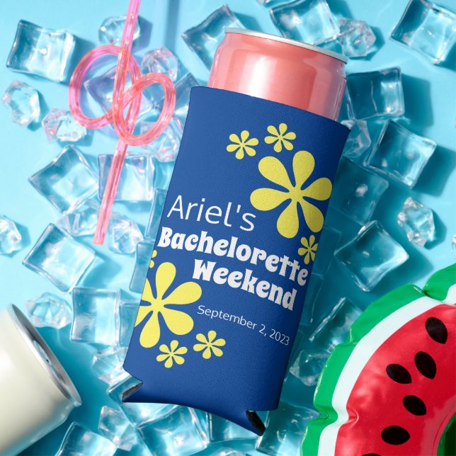 Enfriador De Latas Slim Bachelorette Favor de Arándano Groovy Groovy Blueb (Verano in situ)
