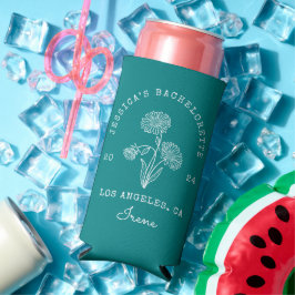 Enfriador De Latas Slim Bachillerato verde azulado Septiembre Flower Mes d
