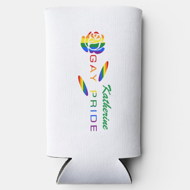 Enfriador De Latas Slim Bandera arcoiris del Rosa del Orgullo Gay personal (Anverso)