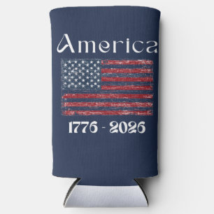 Enfriador De Latas Slim Bandera de América 1776 a 2026 EE. UU. 250º Aniver