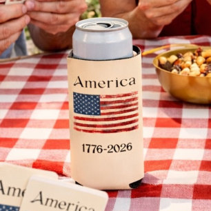 Enfriador De Latas Slim Bandera de América 1776 a 2026 USA 250 Aniversario