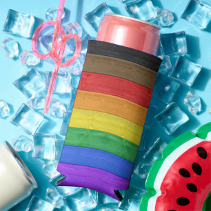 Enfriador De Latas Slim Bandera de orgullo gay inclusivo de SlipperyJoe te