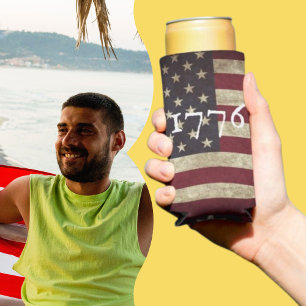 Enfriador De Latas Slim Bandera estadounidense de la época 1776