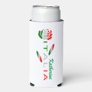 Enfriador De Latas Slim Bandiera d'Italia Rosa Personalizada