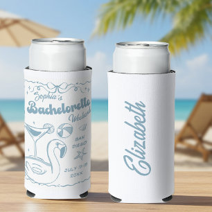 Enfriador De Latas Slim Beach Bachelorette Party Dusty Blue