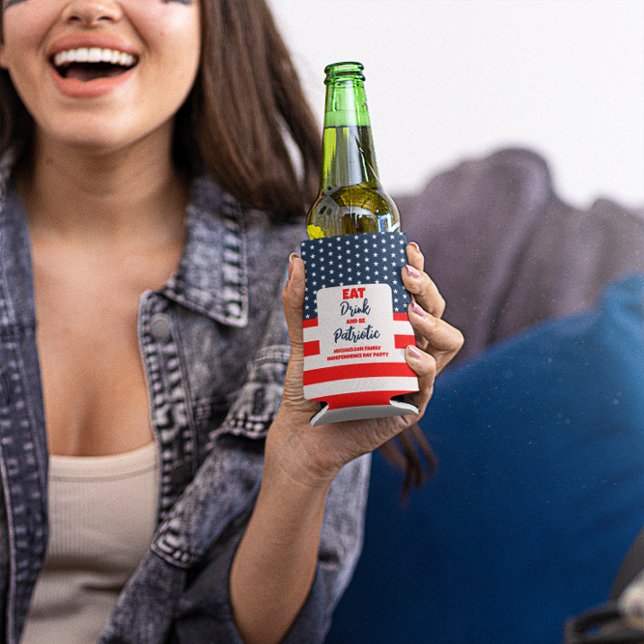 Enfriador De Latas Slim Bebe y sé patriótico el 4 de julio (Subido por el creador)