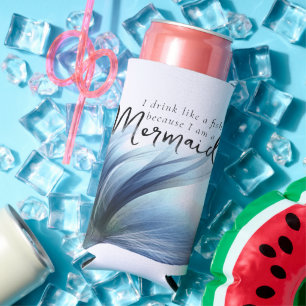 Enfriador De Latas Slim Bebí como un pez porque soy sirena   Azul