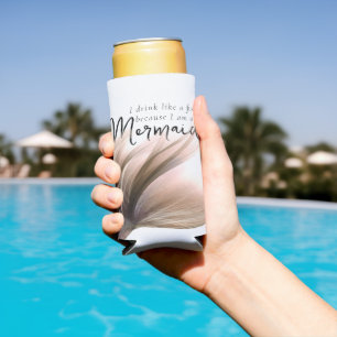 Enfriador De Latas Slim Bebí como un pez porque soy sirena   Coral