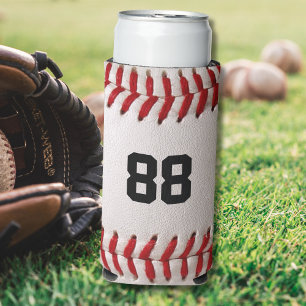 Enfriador De Latas Slim Béisbol con número de Personalizable
