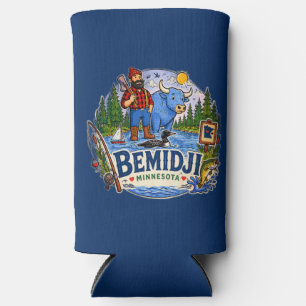 Enfriador De Latas Slim Bemidji Minnesota Paul Bunyan y Babe el Buey Azul