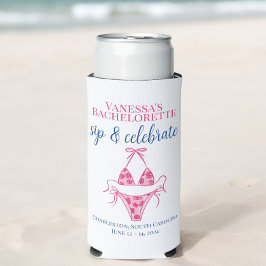 Enfriador De Latas Slim Bikini Rosa Soltera / Brindis y Celebración Person