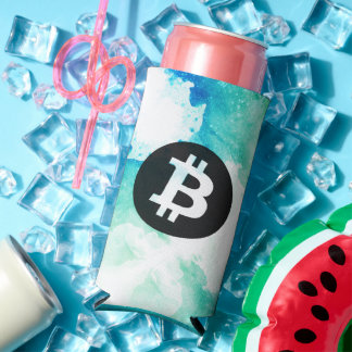 Enfriador De Latas Slim Bitcoin Acuarela (Estilo 5 - Jinete de la Ola)