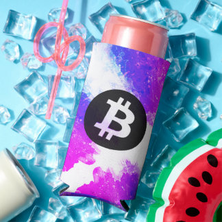 Enfriador De Latas Slim Bitcoin Acuarela (Estilo 6 - Miami Beach)