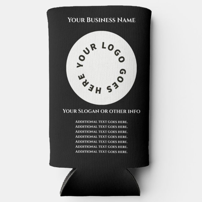 Enfriador De Latas Slim Black add your own text and logo (Anverso)