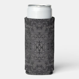 Enfriador De Latas Slim Black And Gray Abstract Graphic Art Design