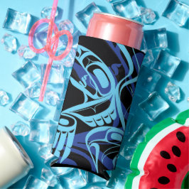 Enfriador De Latas Slim Black Blue Haida Eagle Thunder Bird Arte Nativo