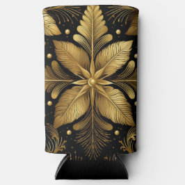 ENFRIADOR DE LATAS SLIM BLACK & GOLD HOLIDAY CHRISTMAS LEAVES