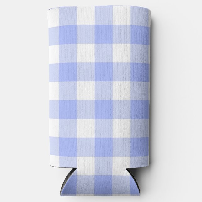 Enfriador De Latas Slim Blue Gingham (Anverso)