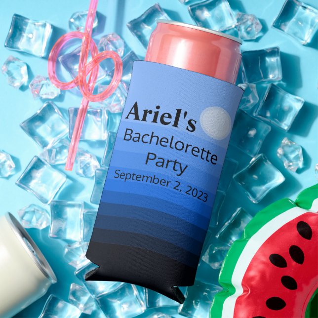 Enfriador De Latas Slim Blue Sunrise Bachelorette Party Wedding Favors (Verano in situ)