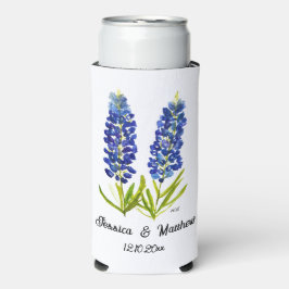 Enfriador De Latas Slim Bluebonnets Texas Bodas de naturaleza floral