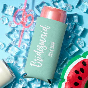 Enfriador De Latas Slim Boda con estilo Seafoam