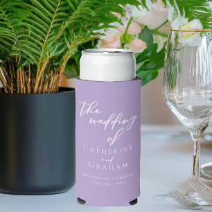 Enfriador De Latas Slim Boda Personalizada de Lindo Lila Púrpura