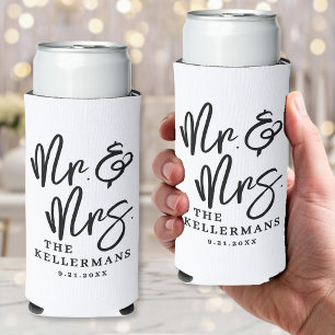 Enfriador De Latas Slim Boda Personalizada Señor y Señora
