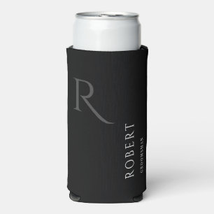 Enfriador De Latas Slim Boda simple de nombres de monograma de Groomsman